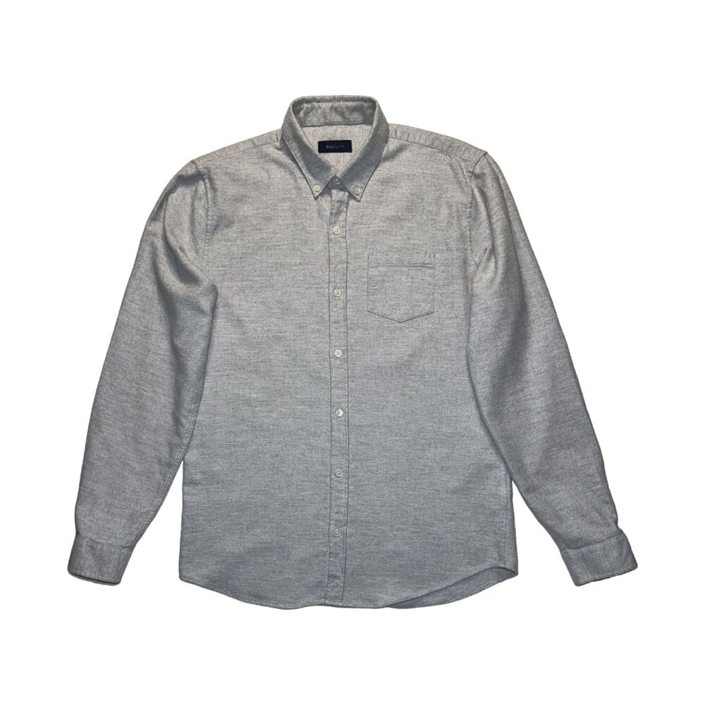Balibaris Mens Grey College Regular-Fit Cotton-Flannel Shirt Sz M